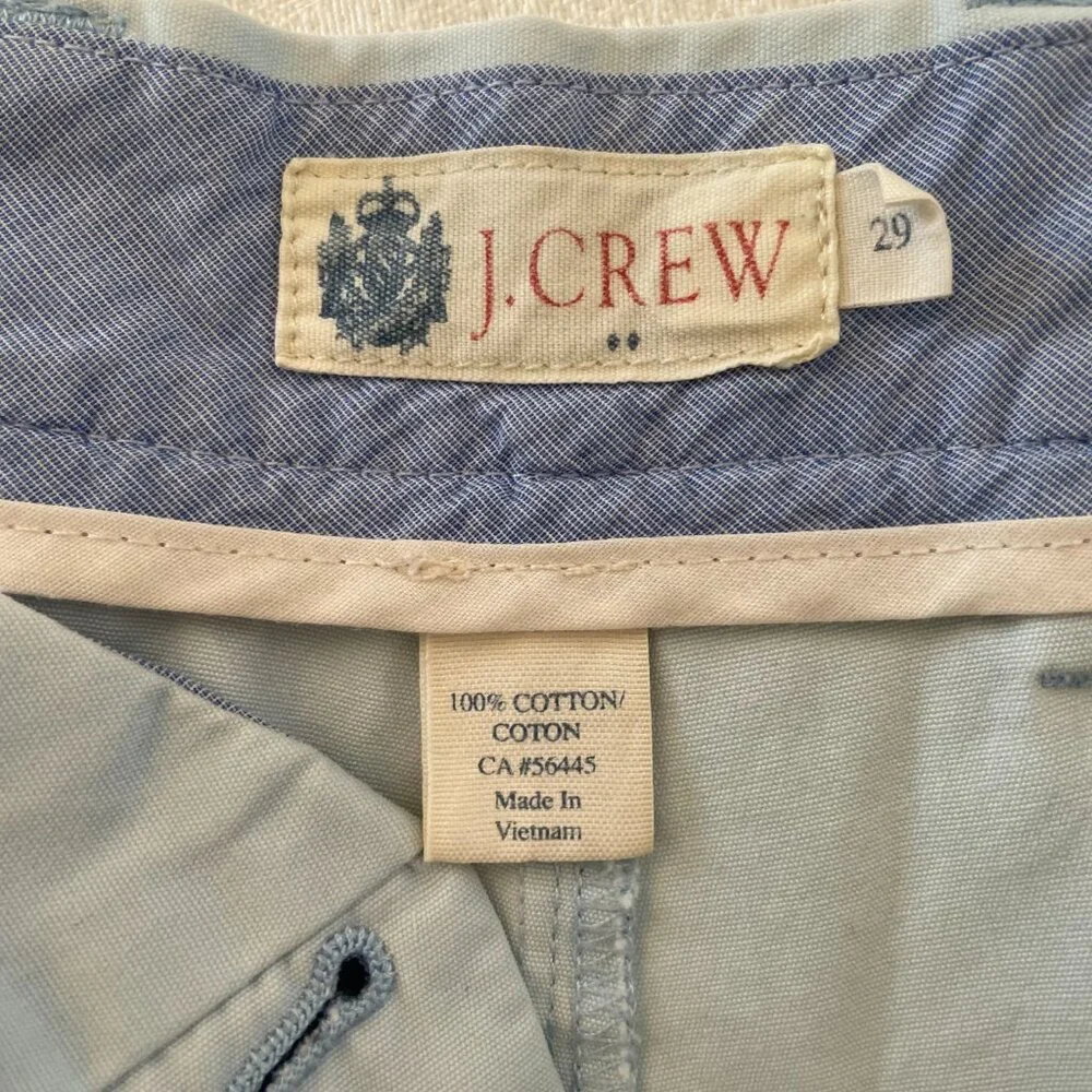 J Crew Men’s Size 29 Chino Shorts Light Blue Cotton Flat Front Casual